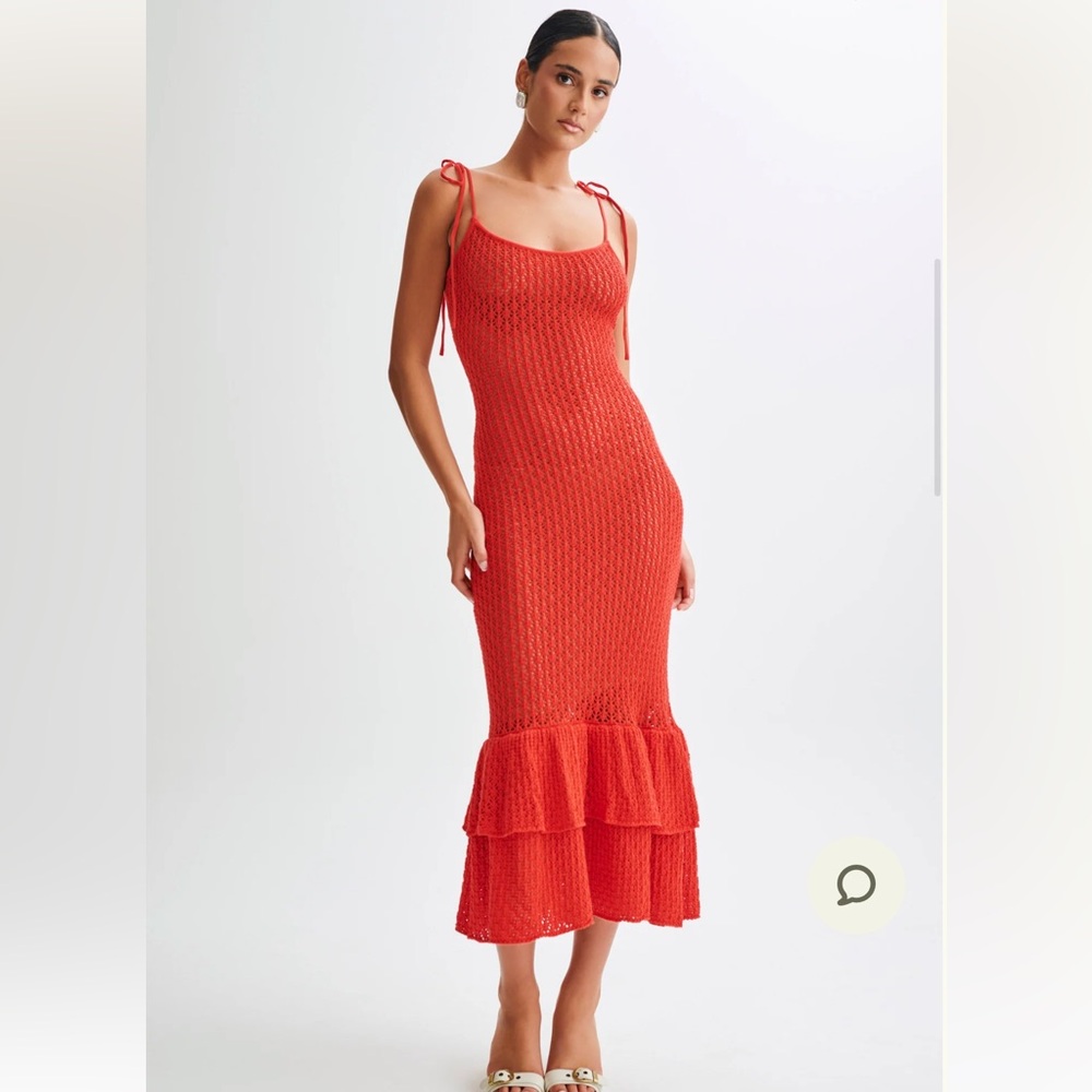 Meshki Bianca Knit Midi Dress - Pomegranate